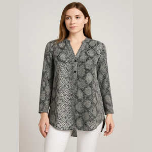 Amour Vert Amy Washable Silk Blouse in Snake print 3/4 sleeves